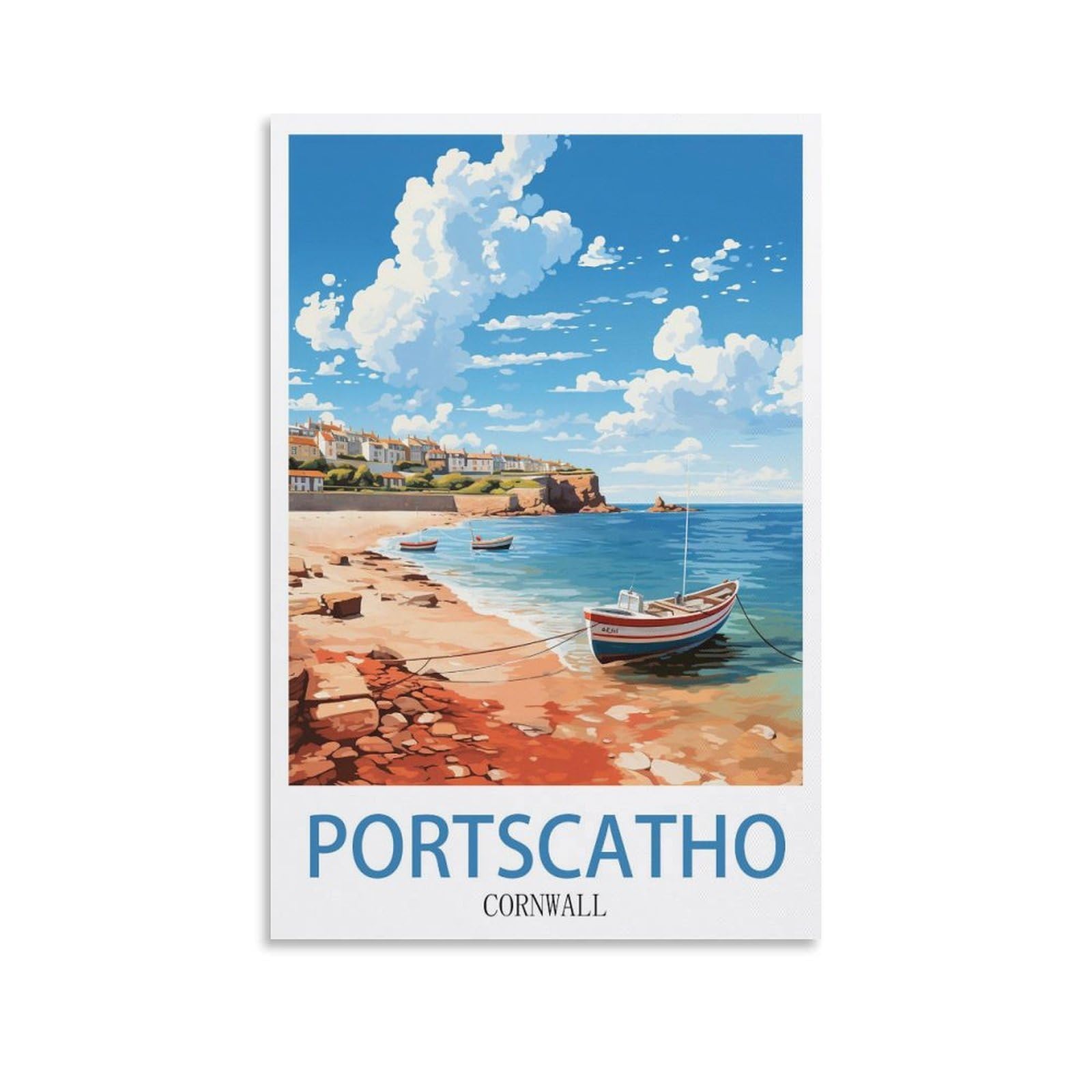 EZMLFA Diamond Art Kits Adults,Portscatho Cornwall,5D Dimond Picture, Crystal Gem Art Crafts for Boys Girls, DIY Mosaic Creations Set for Home Decor 30x40cm