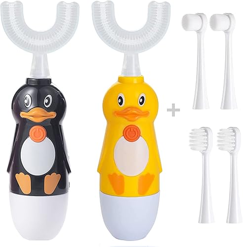 Cepillo de dientes eléctrico en forma de U para niños, cepillo de dientes de masaje automático, cepillo de dientes de modelado de dibujos animados