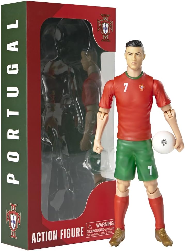  Megableu - Ronaldo Football Figure - 20 cm - Large Realistic & Articulated Football Figure - Official Licensed Product - 10 Points of Articulation - Portugal Football Toy - Gift Idea for Fans Ronaldo 