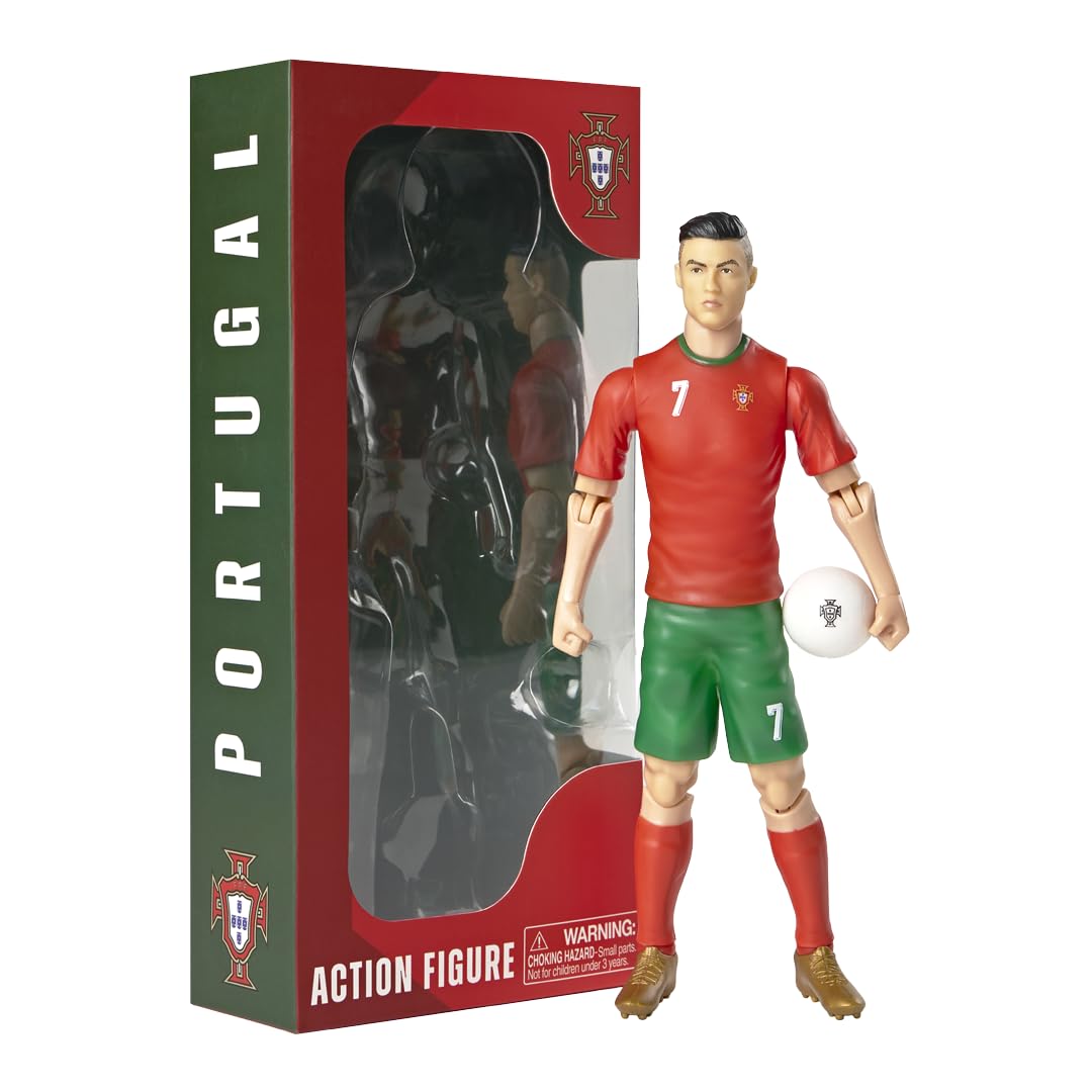 Megableu - Fußballfigur Ronaldo – 20 cm – große Fußballfigur realistisch & beweglich – offizielles Lizenzprodukt – 10 Gelenkpunkte – Spielzeug Fußball Portugal – Geschenkidee für Fans Ronaldo