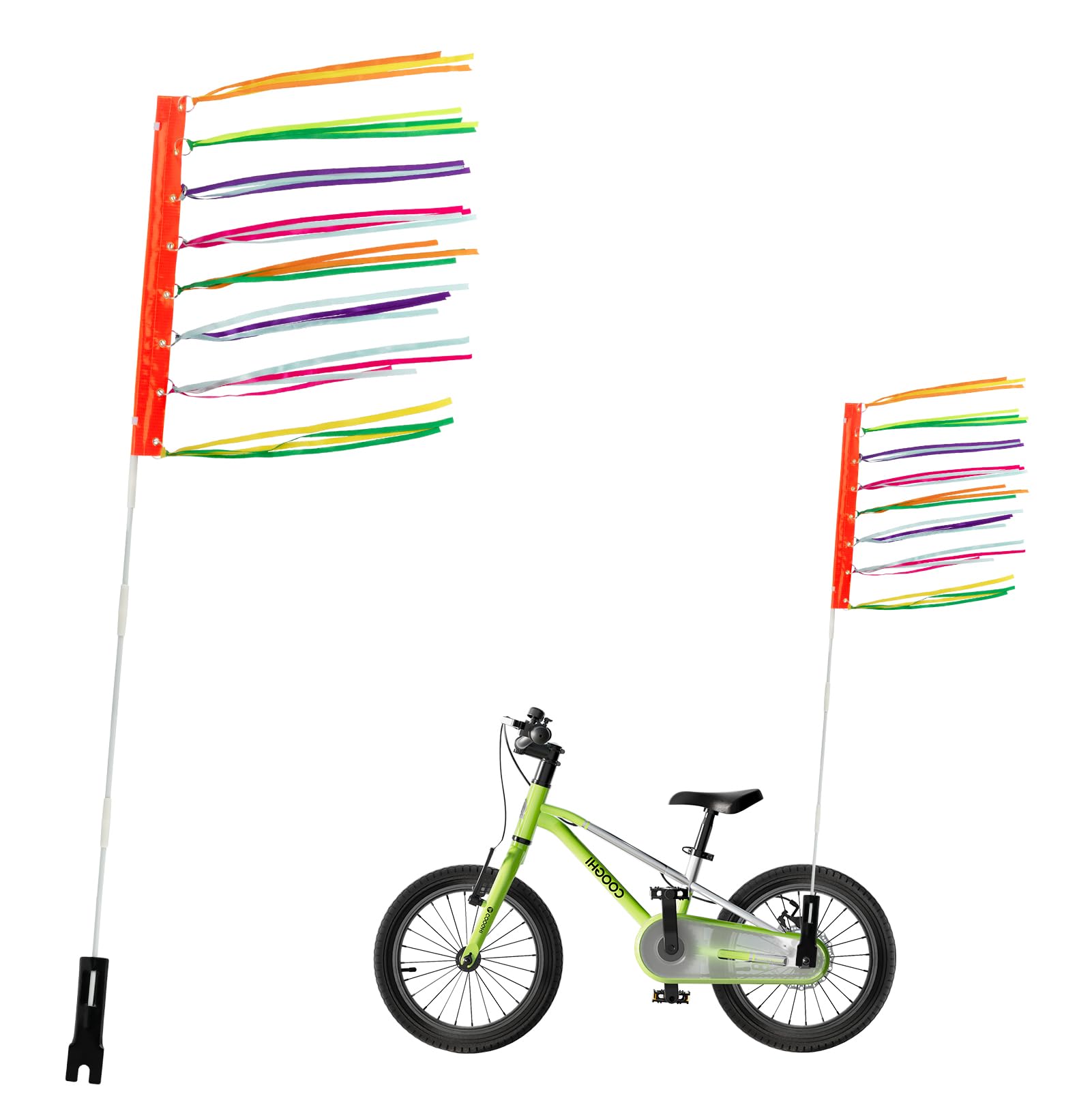 Plus tard 2 Pcs Bike Flag with Adjustable Height Pole 6 ft Bicycle Safety Flag Improved Warning And Visibility Use on Bicycles, Strollers, Go-karts