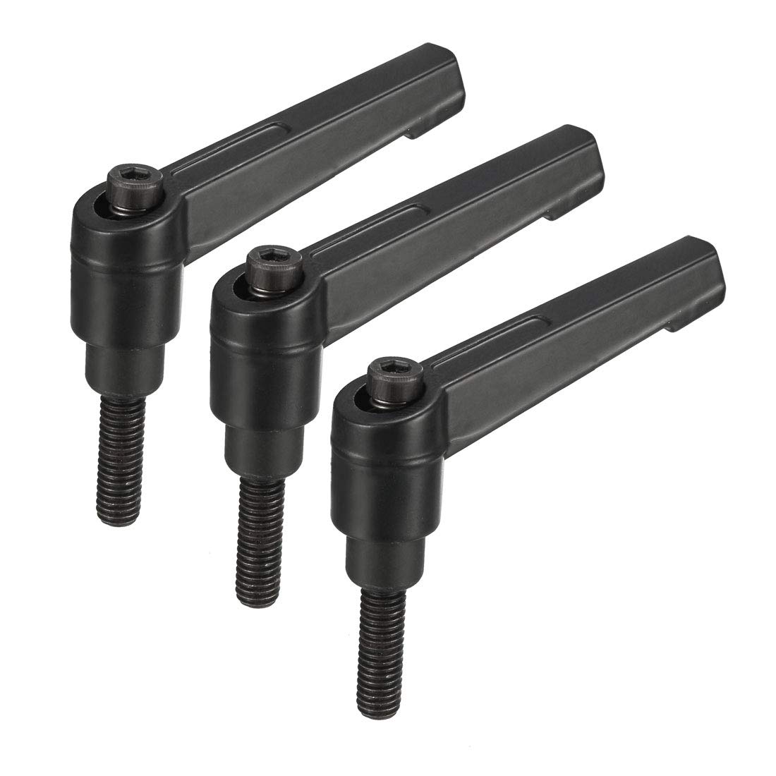 uxcell M6 x 20mm Handle Adjustable Clamping Lever Thread Push Button Ratchet Male Threaded Stud Knobs Locking Rotating Screw Handles Quick Release Bolt Black 3pcs