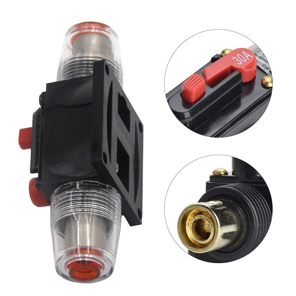 Gobesty 30 Amp Circuit Breaker, Inline Fuse Holder 12V24V Dc 30 Amp