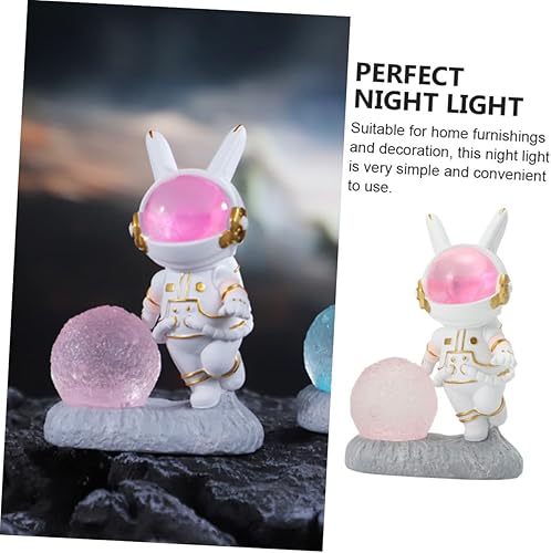Miniatura 9 de Abaodam Adorno de conejo, decoración de conejo, lámpara de mesa de astronauta, escotilla de descanso, juguetes espaciales, luz nocturna, juguetes