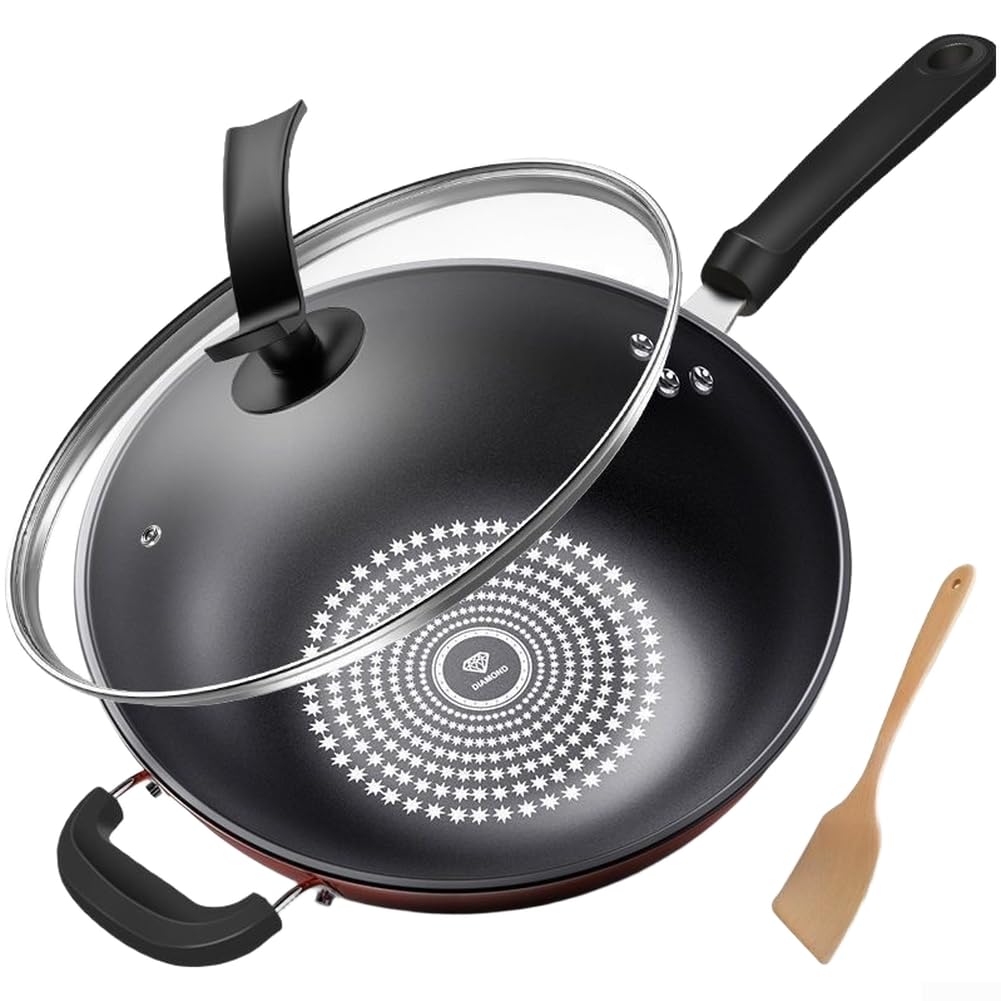 Poêle à frire antiadhésive type wok pour de grands repas de famille au gaz