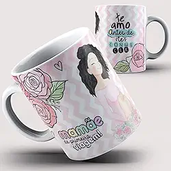 Caneca xicara para melhor mamãe mãe de primeira viagem (Branca)