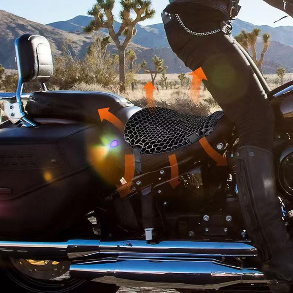 zhangqin Cuscino Sella Moto in Gel per Triumph Trident 660 Street Bike | Cuscino Moto Traspirante a Nido d'Ape 3D con Copertura Antiscivolo, Supporto Coccige per Lunghi Viaggi, Assorbimento Urti