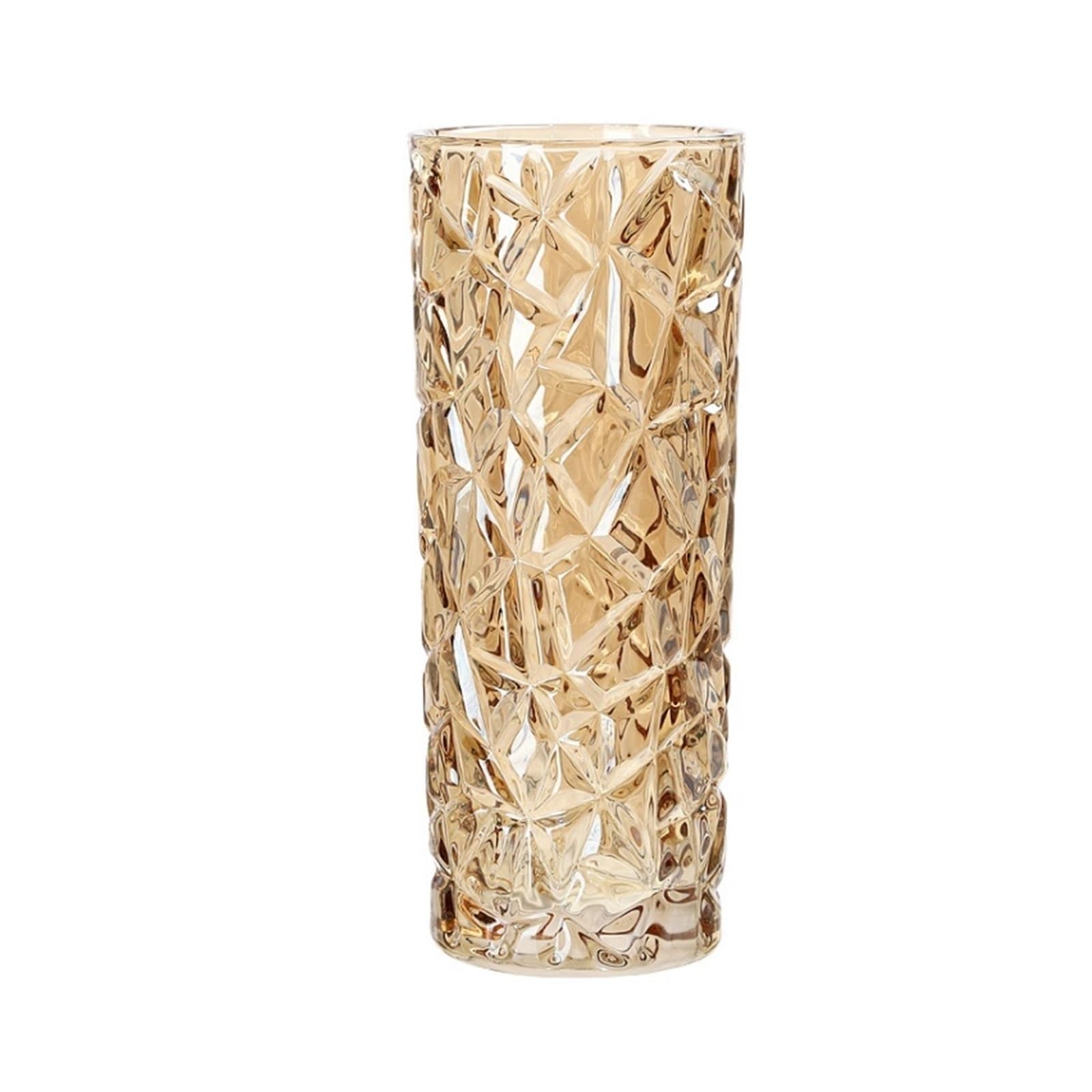 Large Floor Countertop Vase Gold-plated Crystal Glass Vase Color Hydroponic Living Room for Living Dining Room Kitchen(Large)