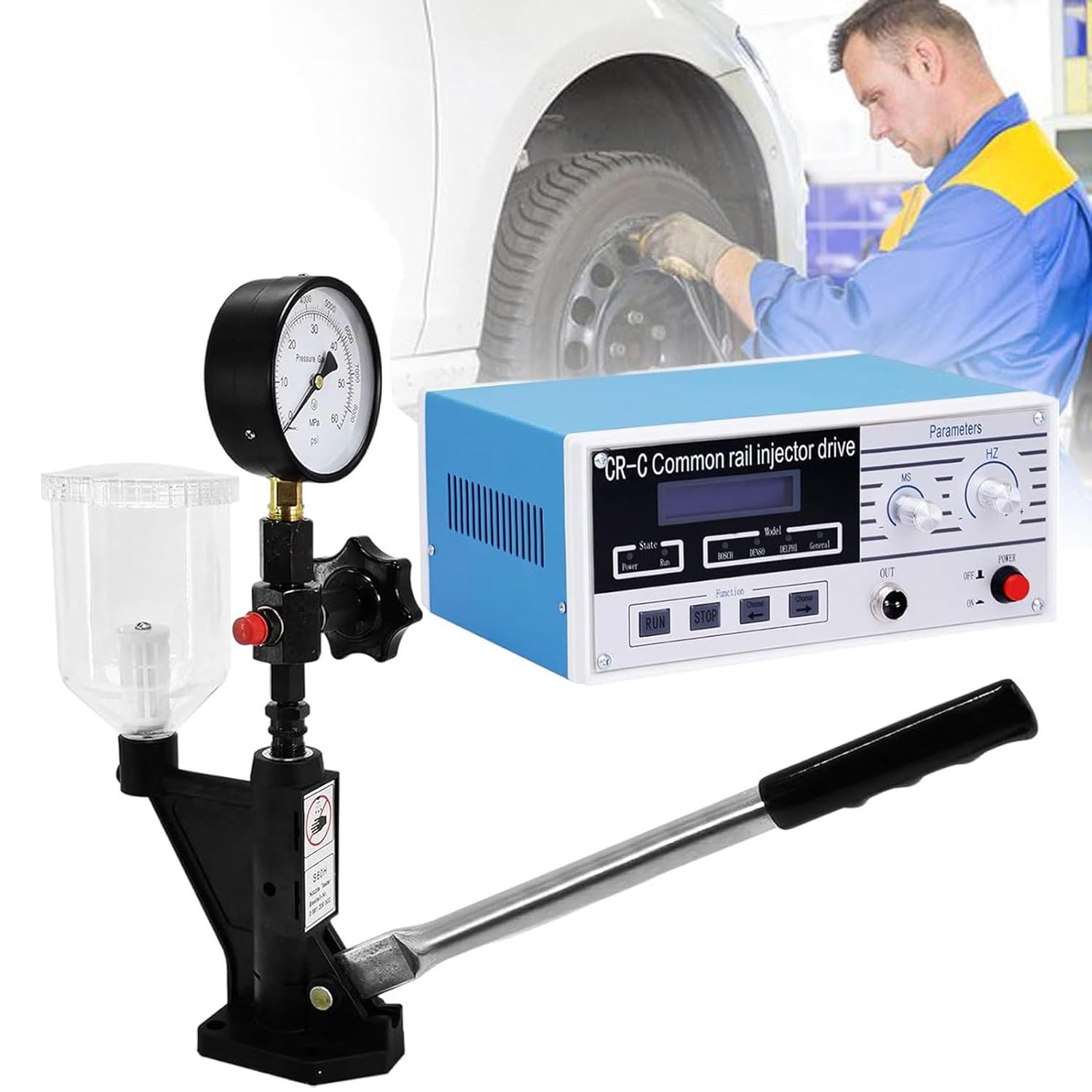 HTTGDGDH Diesel Injector Tester Compression Kit, Multifunctional Common Rail Injector And Electromagnetic Tester For Fuel Nozzle And Cr-C Injectors,