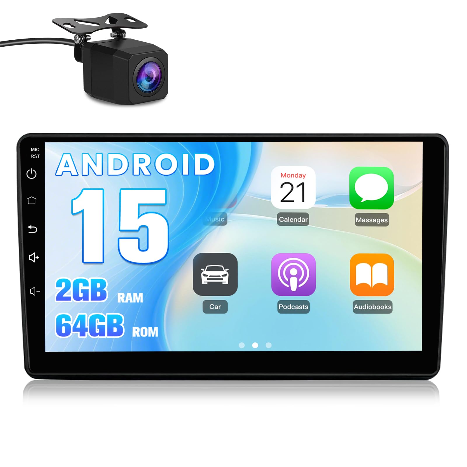 AWESAFE Autoradio Android 15 pour Citroën Berlingo/Peugeot Partner (2008-2019), Écran Tactile 9 Pouces 2Go+64Go, CarPlay & Android Auto, GPS WiFi Bluetooth USB DSP, SWC, Caméra de Recul Incluse