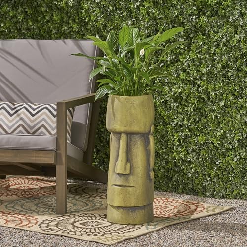 Christopher Knight Home Jorine Lightweight Concrete Planter, Cast Stone Planter,