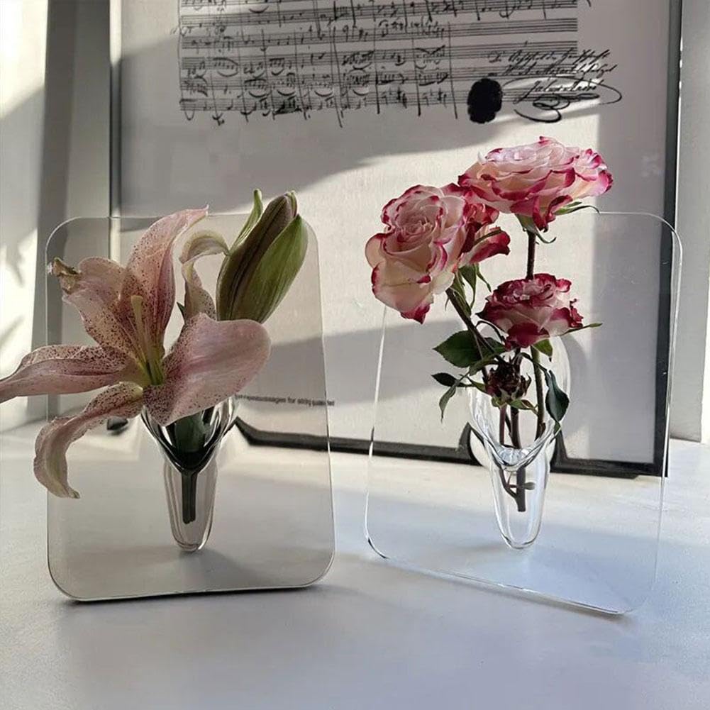 Amazon.co.jp: クリアアクリルフォトフレーム型花瓶、卓上花瓶、フォト