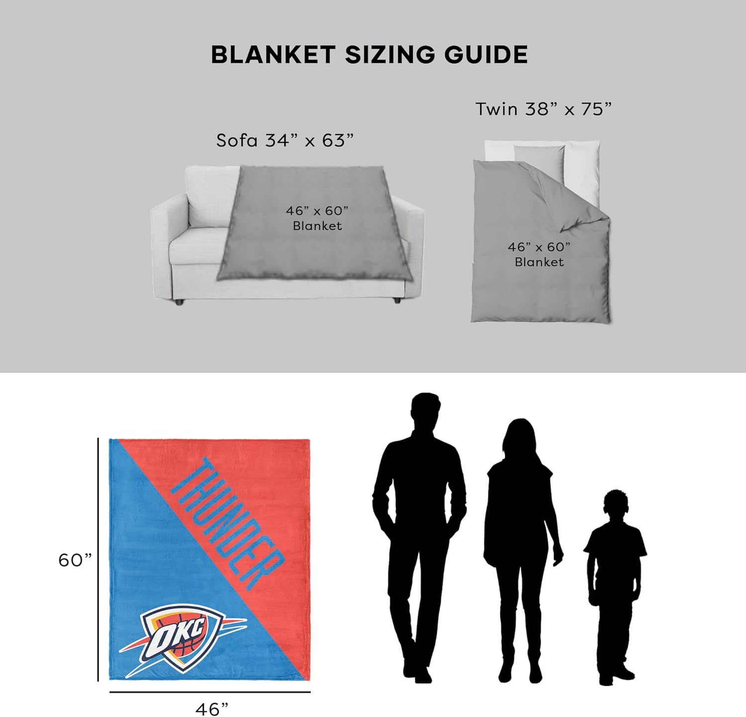 Northwest NBA Silk Touch Throw Blanket, 46 x 60 in, Ultra Soft Plush Polyester, Lightweight Warm Decorative Fan Gift