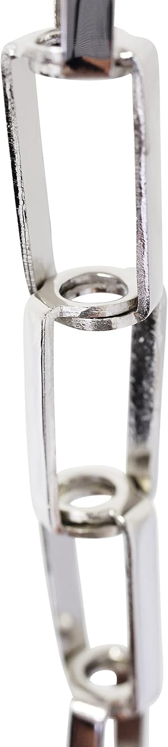 RCH Hardware Polished Nickel Solid Brass Chain for Hanging, Lighting - Recangular Cage with Centre Hole and Welded Links (1 Foot)