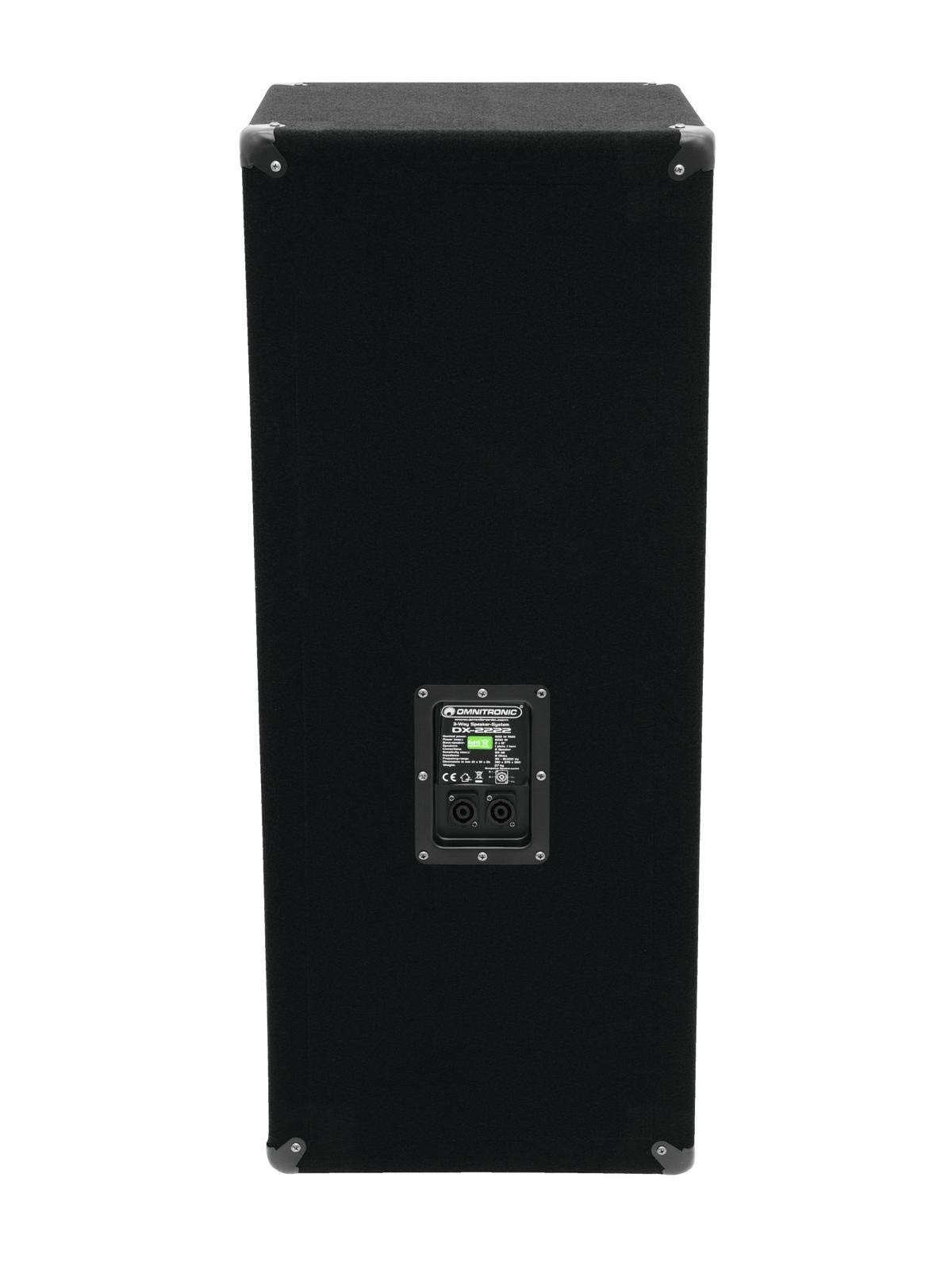 OMNITRONIC DX-2222 3-Wege Box 1000 W | Robuste Full-Range-Box mit 2x12" Tieftöner und 1000 Watt Leistung | 1 Stück