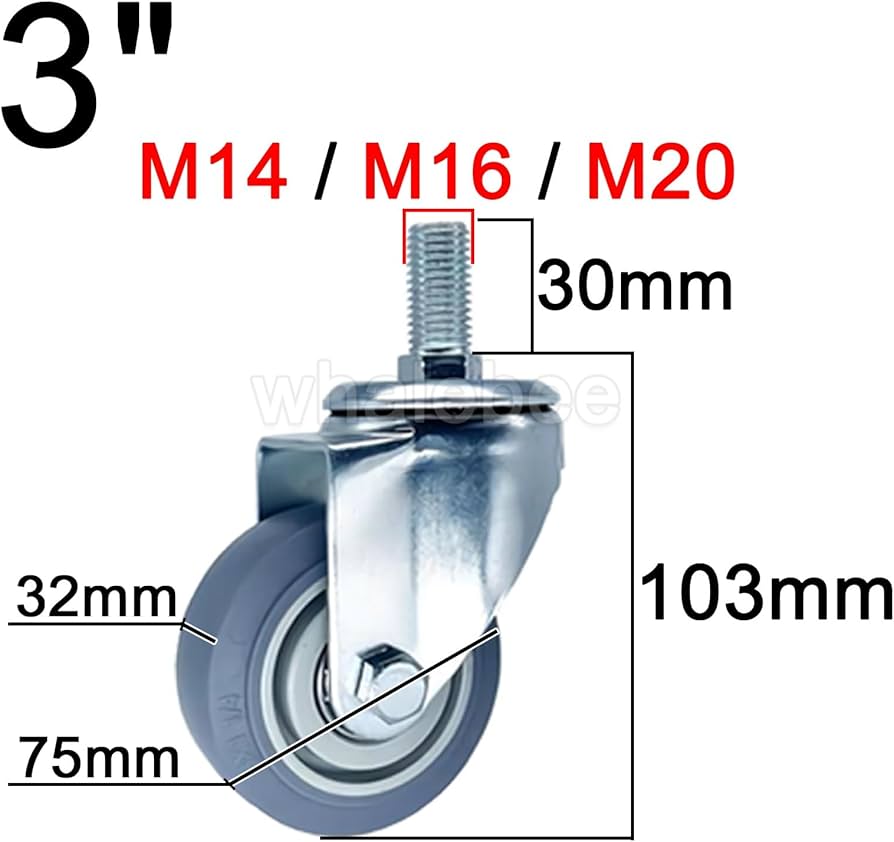 3bai　キャスター Amazon.co.jp: ネジ式 回転キャスター M14 / M16 / M20×30mm