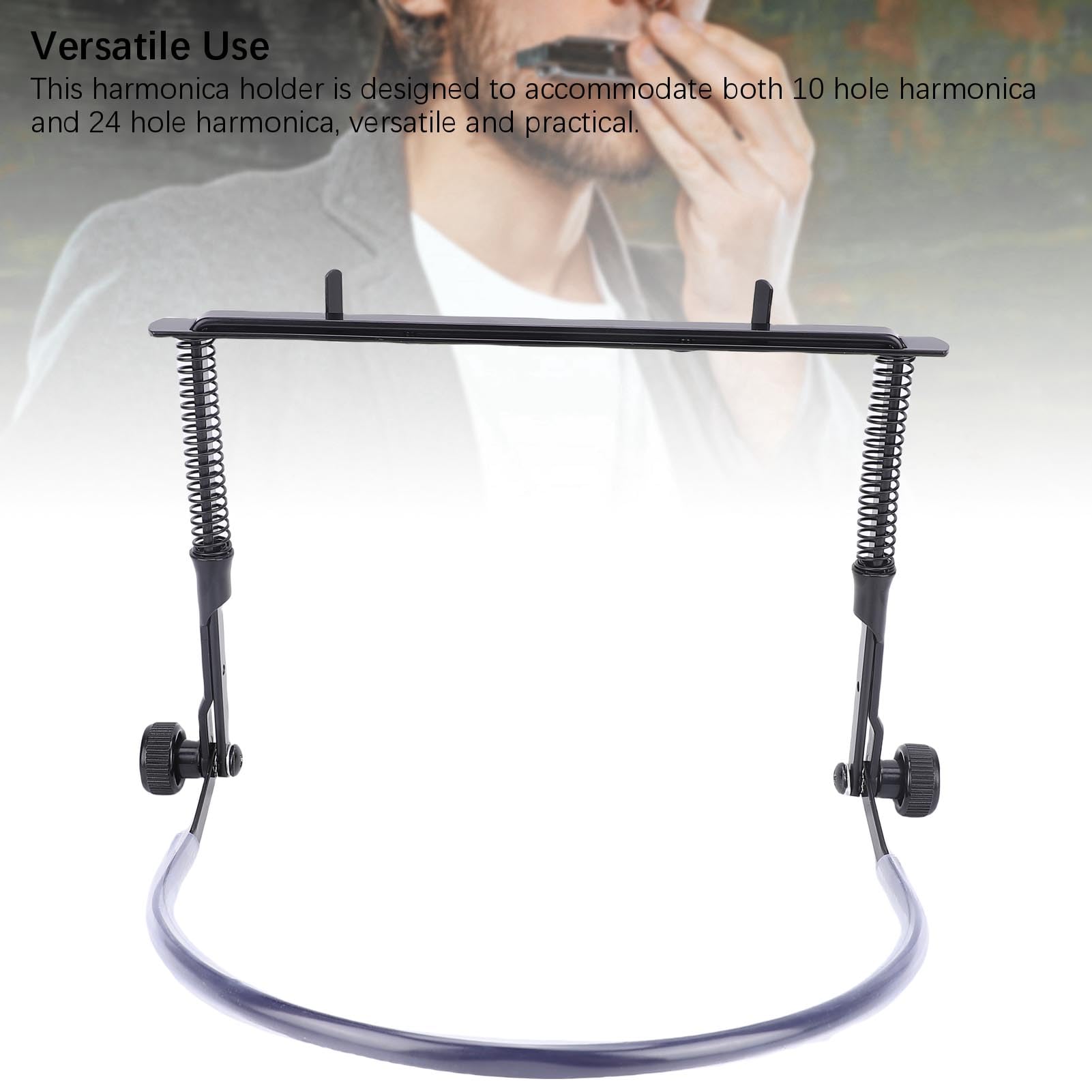 POENVFPO Soporte del Cuello de la Armónica, Soporte de Ajuste de ángulo Rápido de la Aleación para 10 y 24 Hoyos para Práctica
