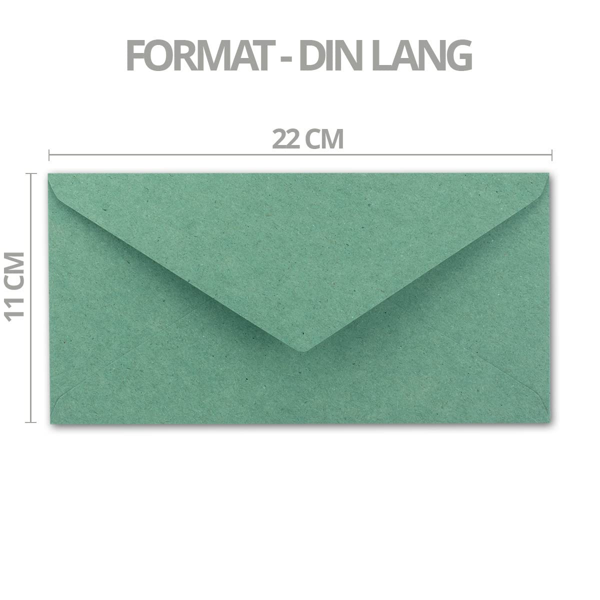 150 x kopert z papieru typu kraft DIN długie - eukaliptusowa zieleń - klejenie na mokro 11 x 22 cm - Koperty z papieru pochodzącego z recyklingu - koperty vintage firmy Neuser Paper