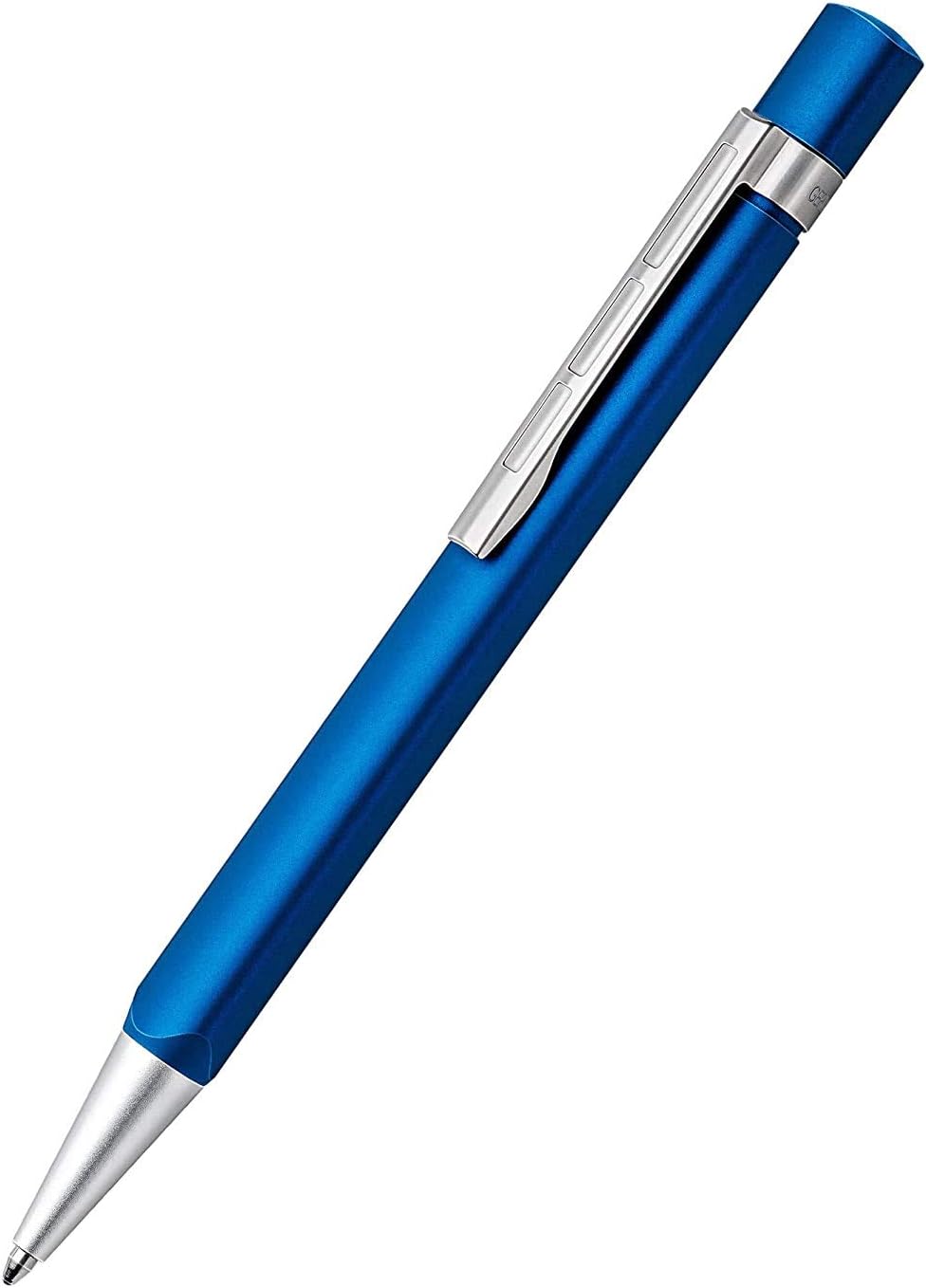 STAEDTLER TRX Ball Point Pen, Blue Anodised Aluminium Triangular Barrel, Metal Clip, Chrome Trim, Twist Mechanism, Black Refill