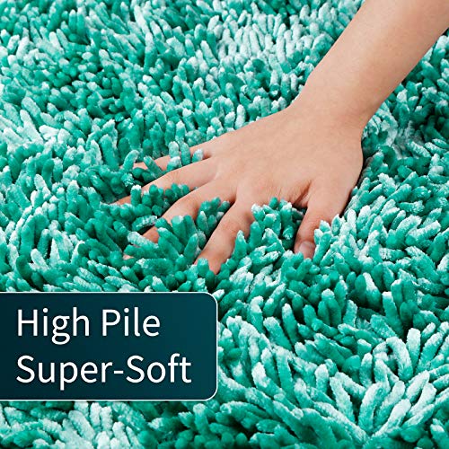 Image of Yimobra Long Bathroom Rug Non Slip 44x24 Inch, Extra Thick Soft Absorbent Chenille Bath Mat, Machine Washable Quick Dry Bath Rugs for Bathroom Floor, Tub and Shower, Home Decor Accessories, Green