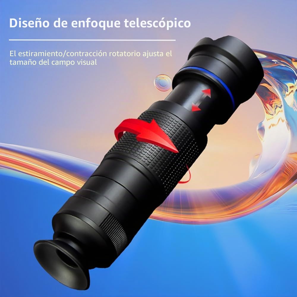 Teleobjetivo HD 36X para Teléfono Inteligente, Teleobjetivo para Teléfono Móvil con Mini Trípode, Lente de Cámara para Teléfono Móvil para Tomar Fotografías y Vídeos (Blue)