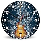 SPUNKER Wall Clock,Electric Guitar Wall Clocks,Guitar in Water Battery Operated Wall Clock Silent Non-Ticking Decorative for Home Kitchen Bathroom Living Room Bedroom Office 10 Inch
