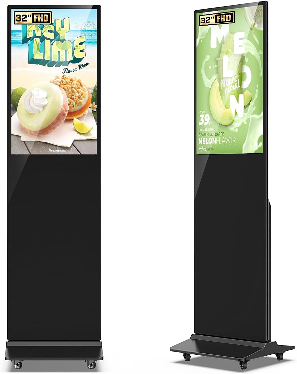 Pantalla de señalización digital de 32/43/55/65 pulgadas, pantalla LCD, pantalla publicitaria, quiosco, tótem interactivo, reproductor de anuncios automático de pie con USB/HDMI/WiFi Android OS (32'' no táctil)