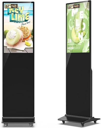 32 Inch Digital Signage Display Kiosk, LCD Screen Advertising Display Interactive Totem Floor Standing Auto AD Player with USB/HDMI/WiFi Android OS