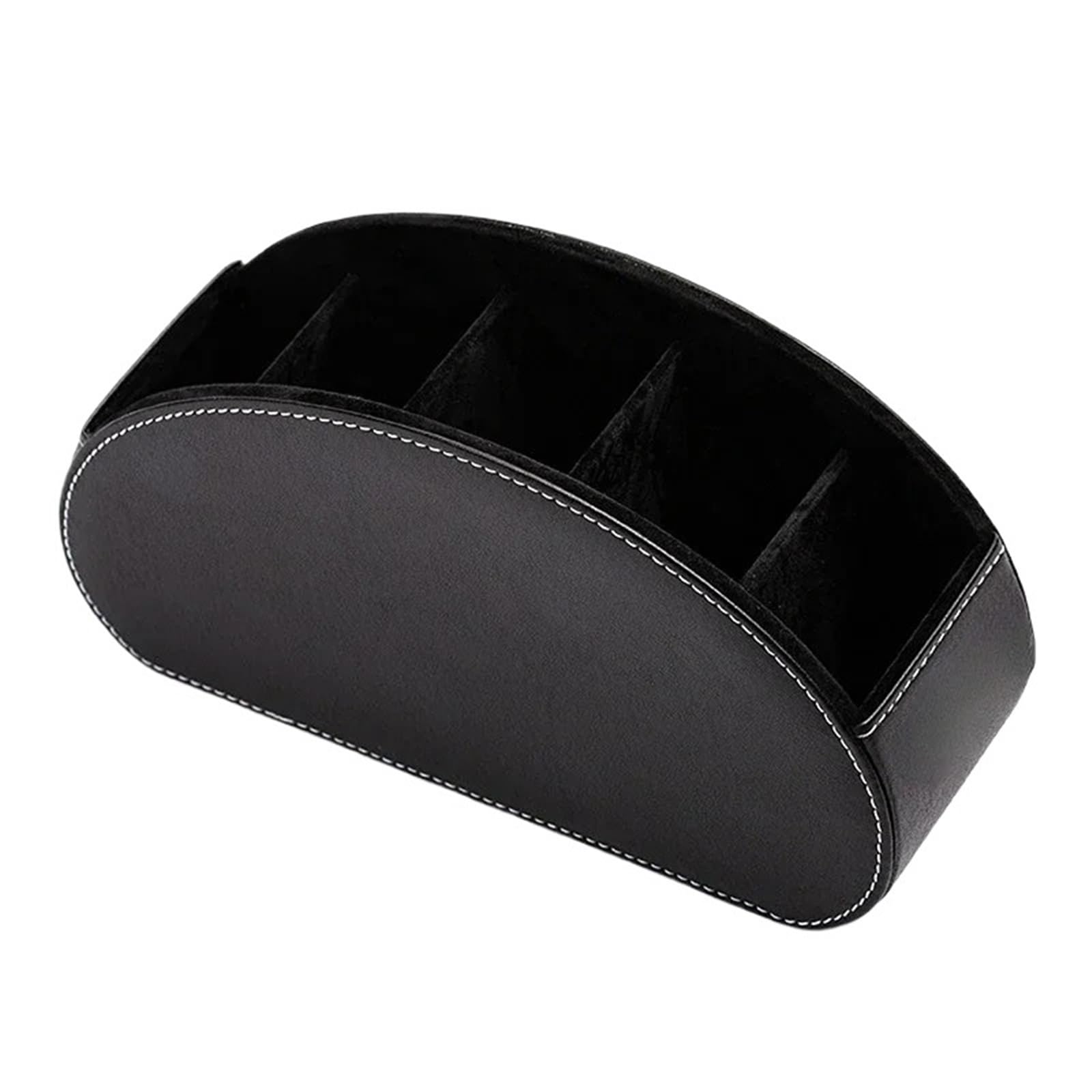 WUYXTO Remote Control Holder Organizer Controller Stand 5 Compartment Leather Storage Box And Tv Desk For Desktop(Black)