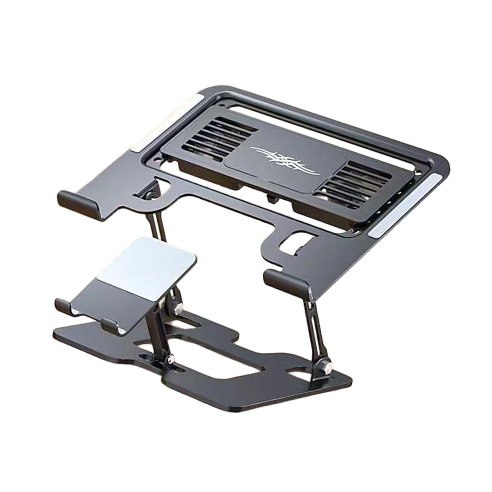 Grip Pad Supporto di raffreddamento per laptop con supporto per telefono, pieghevole regolabile per scrivania di casa Studio Supporto di raffreddamento per laptop regolabile Supporto per