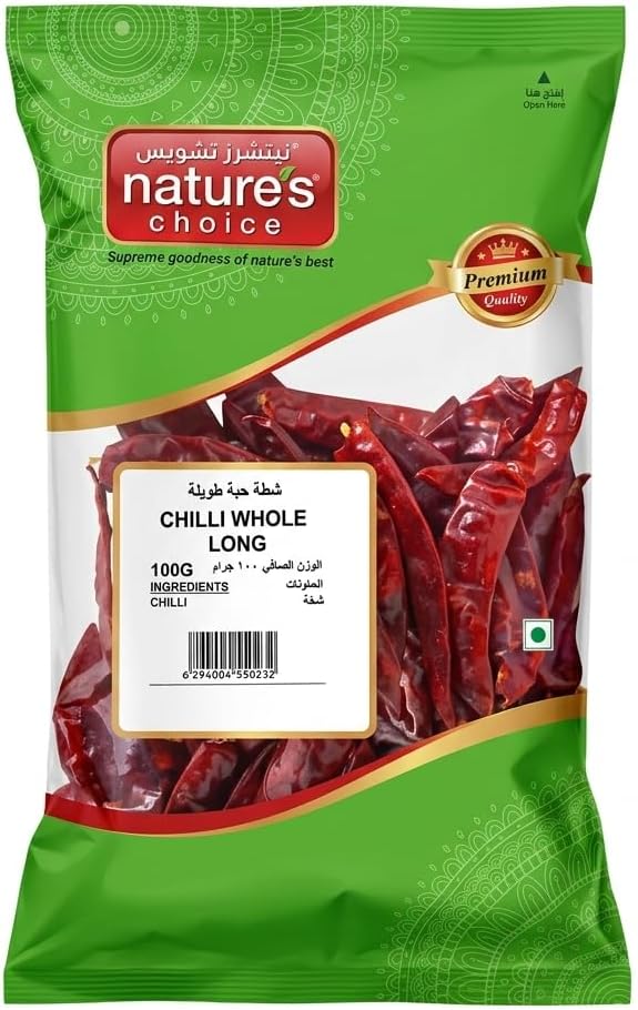Natures Choice Chilli Whole 100g Long