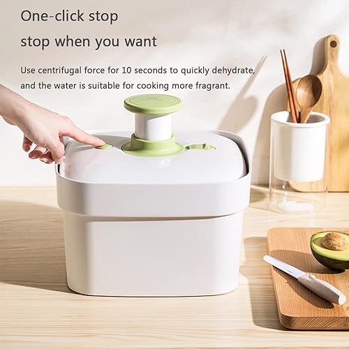 Miniatura 4 de MNSRRN Spinner para ensalada de prensa, 7 l, de gran capacidad, fácil de usar, con sistema de drenaje integrado para productos frescos y limpios de