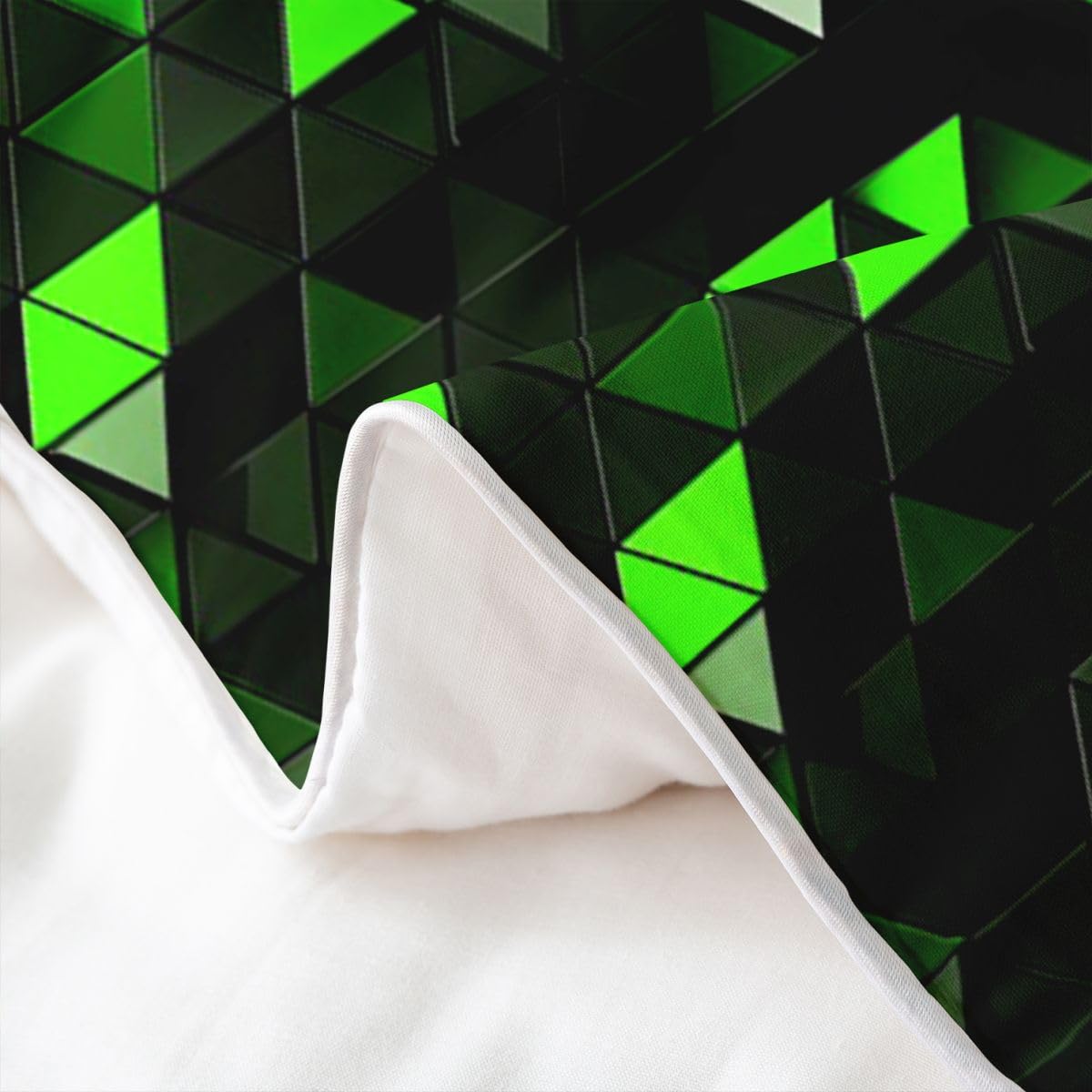 Homewish 3D abstrakcyjna geometryczna poszewka na kołdrę podwójny neonowy czarny zielony bawełniany zestaw pościeli zielony czarny trójkąt poszewka na kołdrę nowoczesne geometryczne zestawy łóżek
