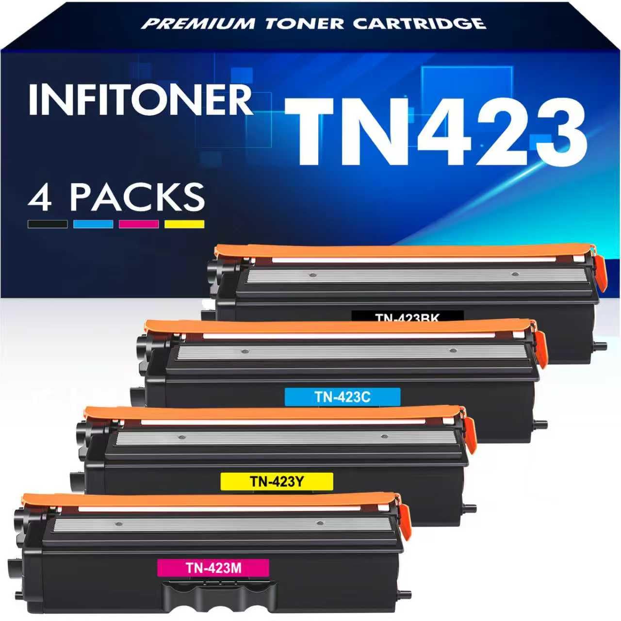 INFITONER TN423 MFC-L8690CDW Toner Kompatibel für Brother TN-423 TN-421 TN 423 Toner für Brother HL-L8260CDW DCP-L8410CDW HL-L8360CDW MFC-L8900CDW 8690CDW 8260CDW Schwarz Cyan Gelb Magenta 4er-Pack