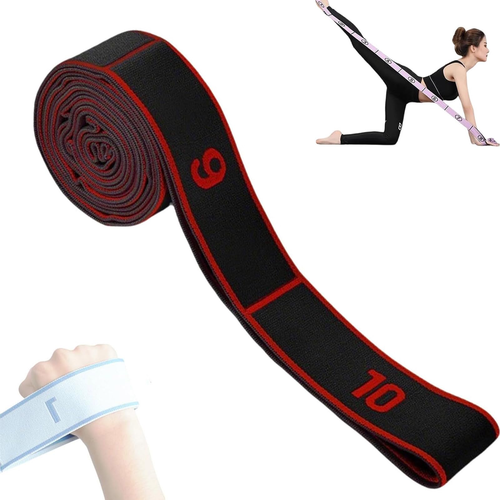 Numbered Resistance Band, Fitness Resistance Band for Stretching and Yoga, Easy Use Elastic Training Band with Clear Number Markings for Home Workouts and Flexibility (Red, 120cm)