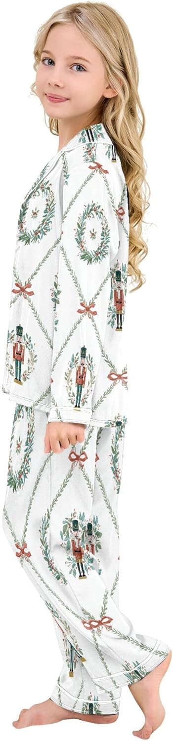 Silk Pajama Sets Long Sleeve Pajamas Soft Sleepwear 2 Piece Pjs Set