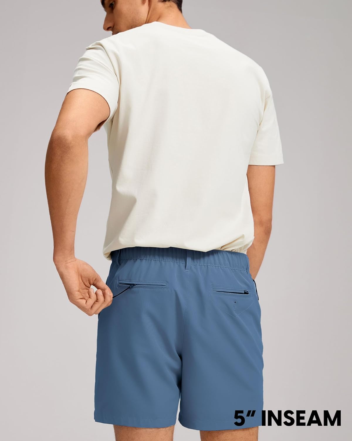 maamgic Mens Casual Shorts with Compression Liner 5/7 Inch Classic Fit Khaki Shorts - Image 6