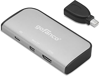 gofanco USB-C Dual Video Xpanding (VXP) with PD Charging – DP Alternate Mode Required, Thunderbolt 3 Compatible, Panoramic 3840x1080 View, PD 3.0 Compliant, mDP/DP & HDMI outputs (USBCVXP2VID)
