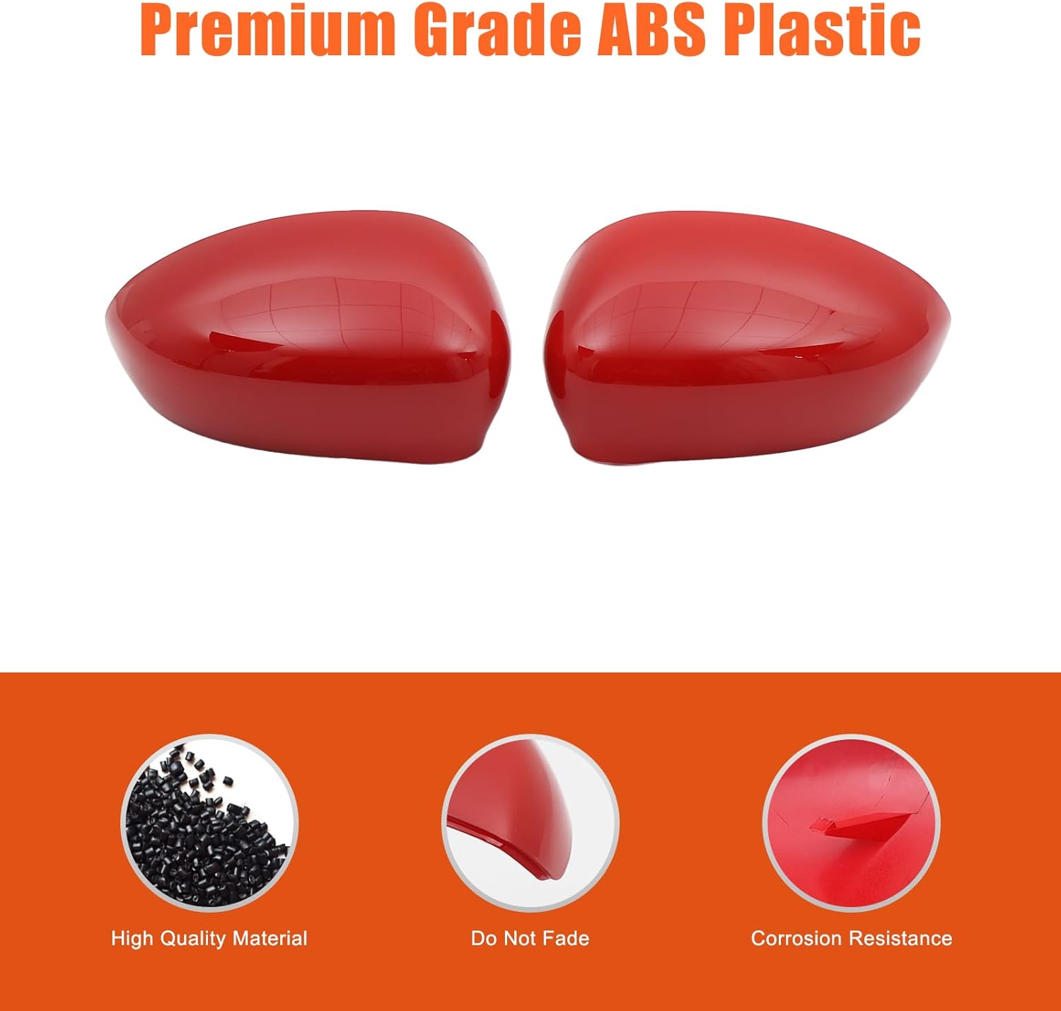 2PCS Car Rearview Mirror Cover Trims Compatible with Fiat 500 2016-2024 Car Exterior Door Side Rear View Mirror Protector Cover Exterior Accessories (Red)