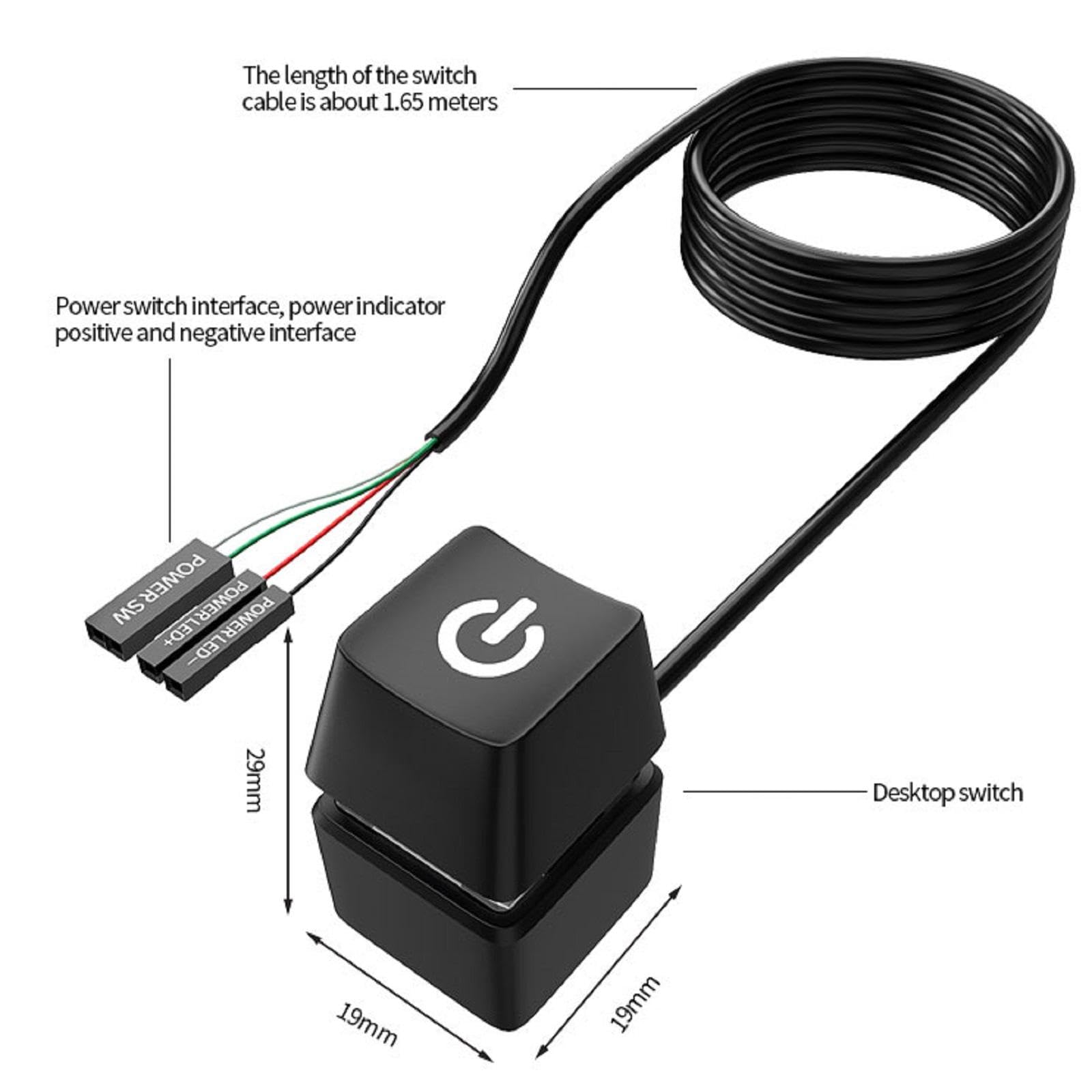 Switian PC Power Reset Schakelaar Computer Power Button Kabel LED Kabel Wire Kit Montage voor Computer (blauw / 16mm / 60cm