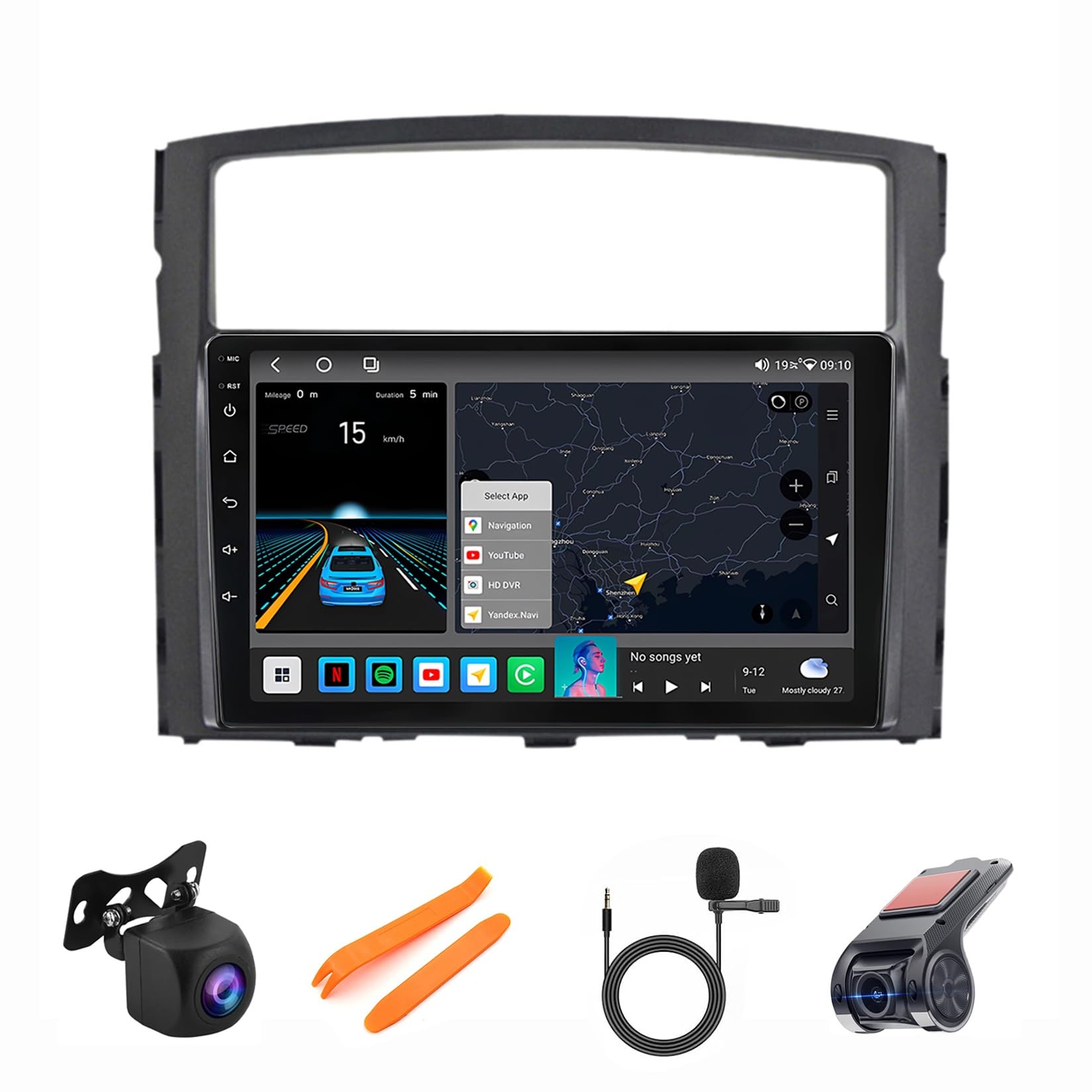 Pantalla táctil HD de 10" con Carplay y GPS para actualizar el estéreo de tu Mitsubishi Pajero