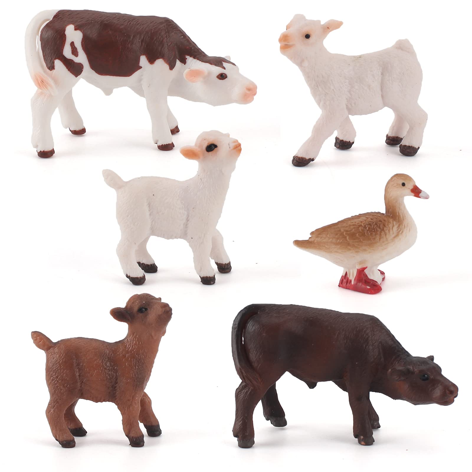 6PCS Sheep Figure Farm Animals Set Cake Topper Realstic Animal Goat Duck Calf Figure Lamb Model Collectibles