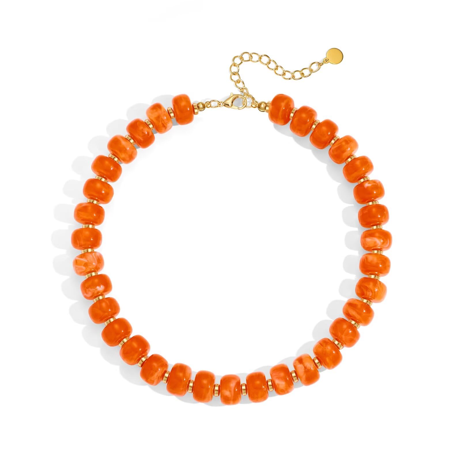 Colorful Beaded Necklace for Women Unique Resin Beads Choker Necklaces Boho Statement Chunky Necklace Summer Vacation Jewelry — view 14