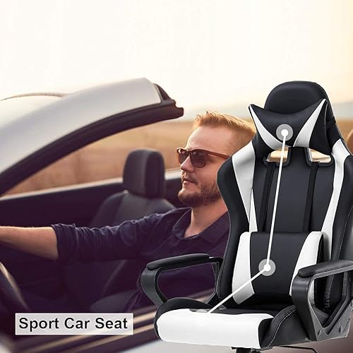 Miniatura 6 de Pc Gaming Chair High Back Ergonomic Office Chair with Lumbar Support Arms Headrest Massage PU Leather Racing Computer Chair Adjustable Swivel Game