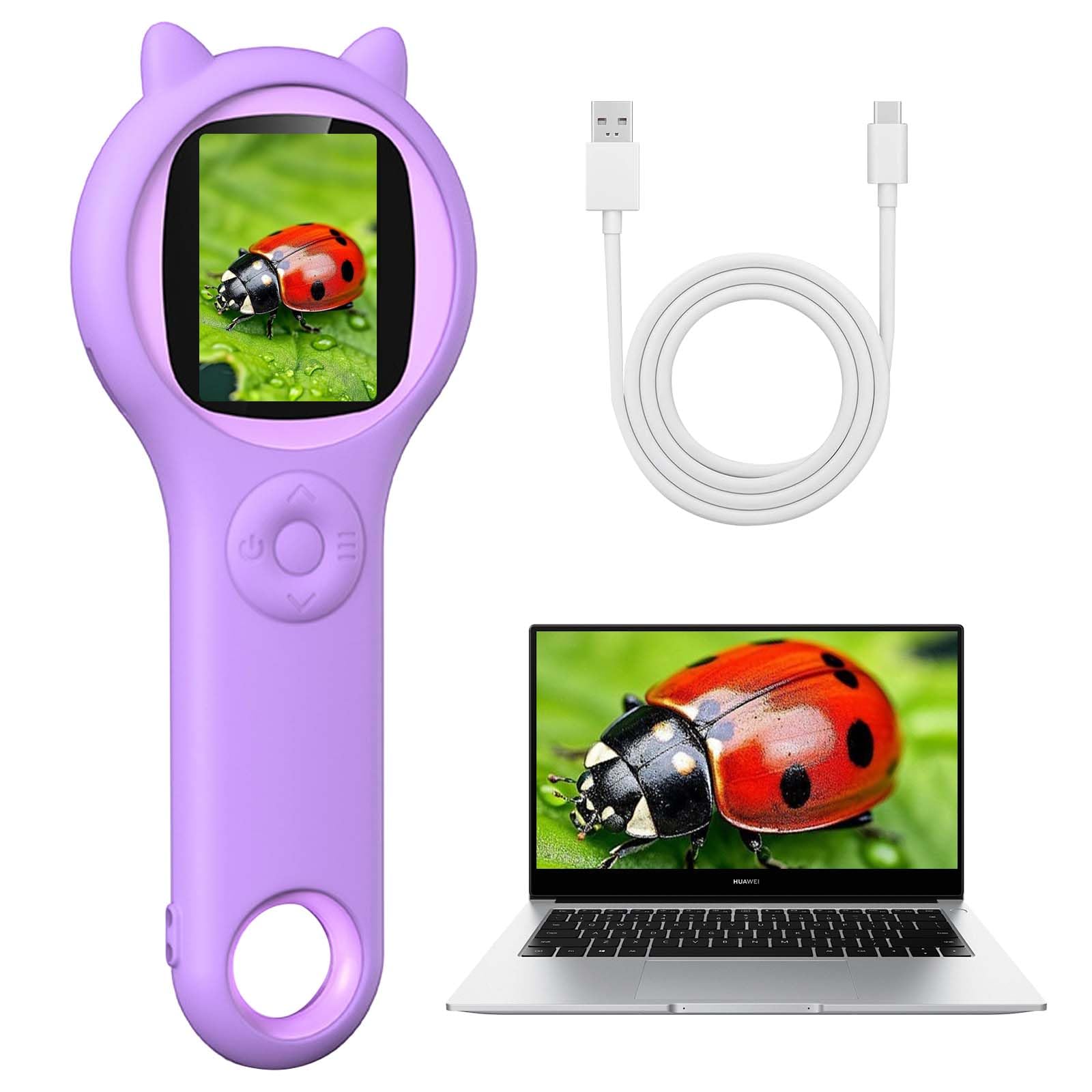 Colexy Kids Digital Microscope, Portable Digital Microscope with Adjustable LEDs, Children Ages 3-12, Awakens Scientific Curiosity, HD 1080P Technology (Purple)