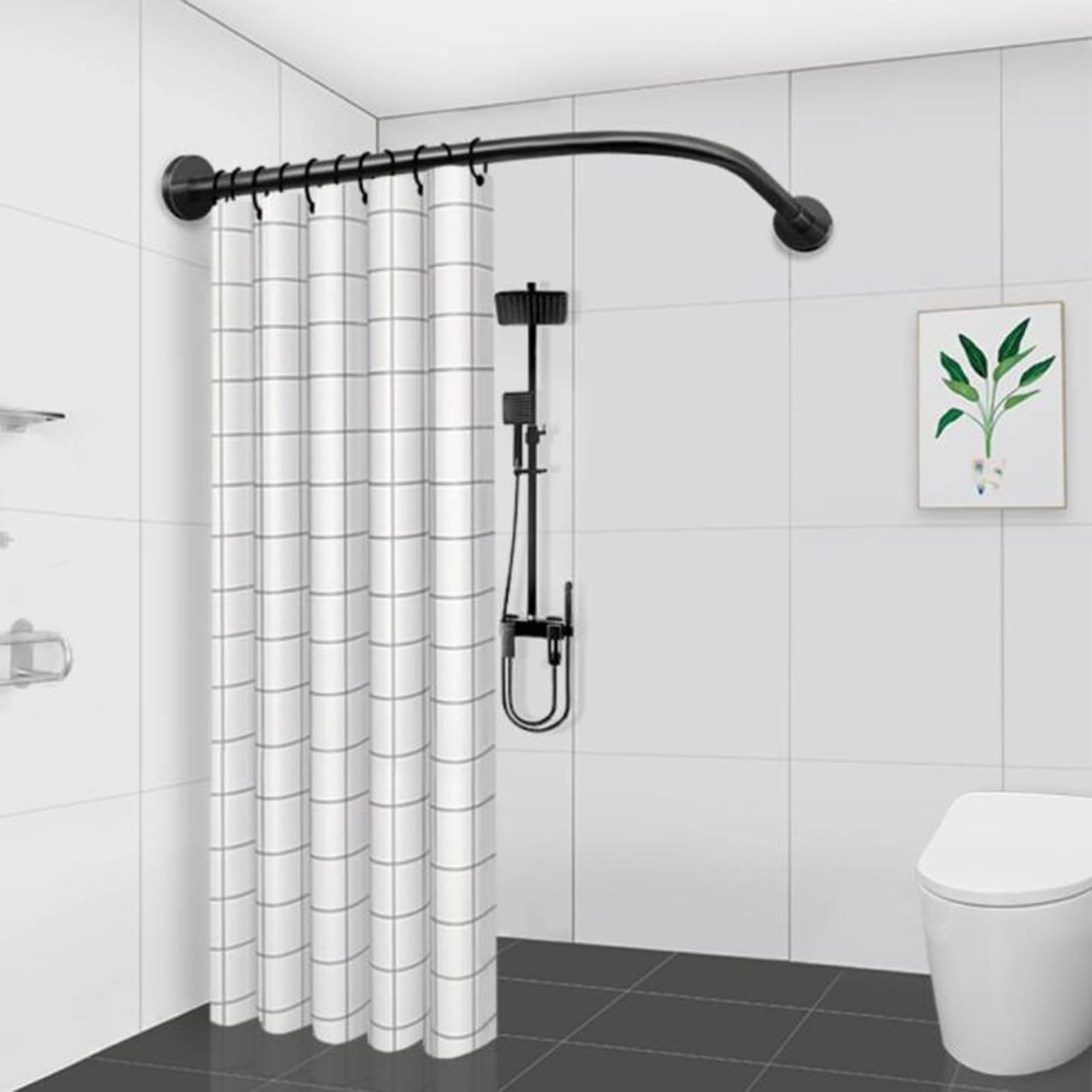 Generic 304 Stainless L Shaped Curved Shower Curtain Rods Bathtub Rails - Adjustable Extendable Pole, No Drilling Required - Premium Quality Curved Shower Curtain Rod