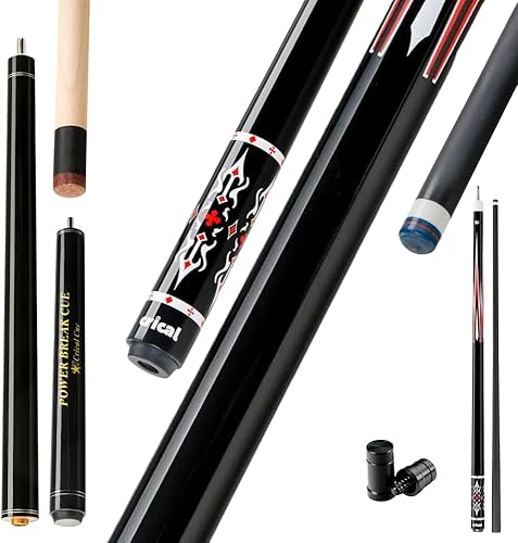 CRICAL Taco de piscina de fibra de carbono y taco de salto pesado (marca de 58 pulgadas con junta de 38 x 8 pines y punta de 0.492 in con punta de