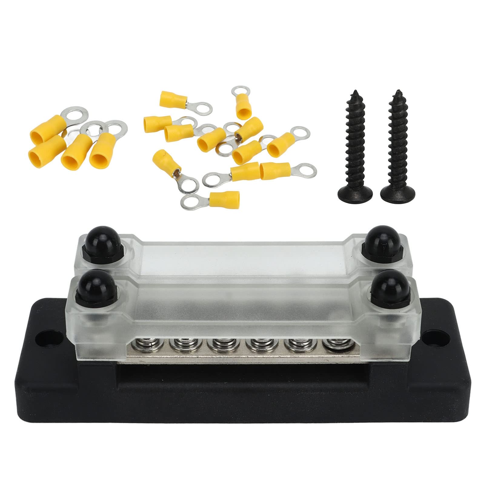 AOWINHIT Power Distribution Block 6 Terminal Dual Row DC12?48V AC110?300V 150A Automotive Bus Bar Battery Distribution for Cars RVs Boats Yachts