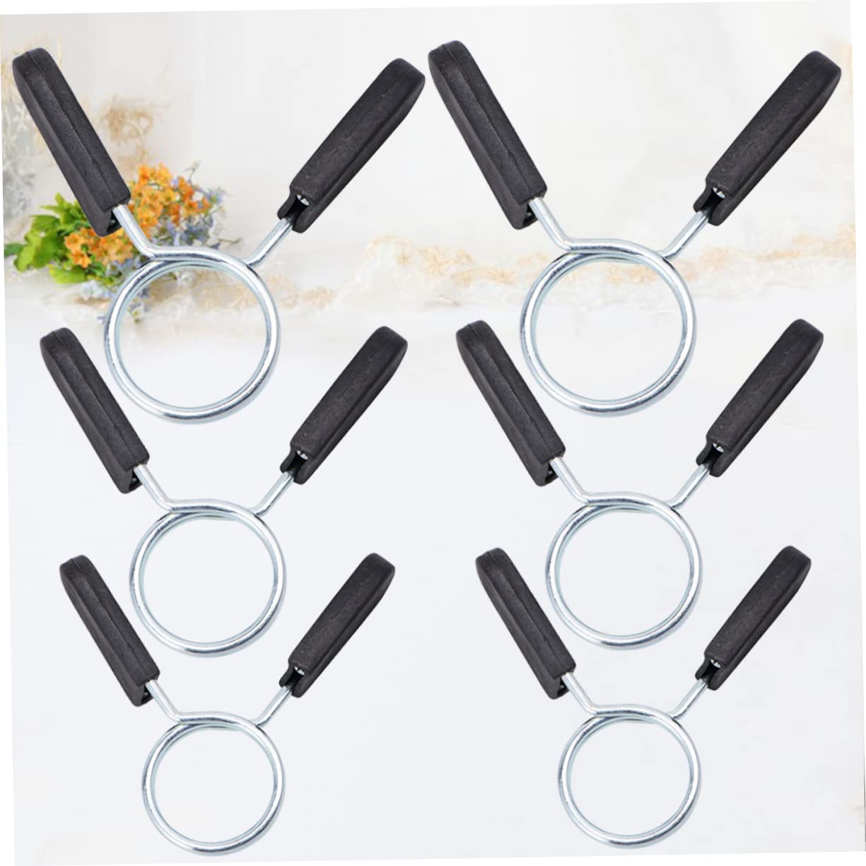 BESPORTBLE Snap Buckle Collars for Barbell 6pcs Spring Clip Clamps Steel Buckle for Powerlifting Gym