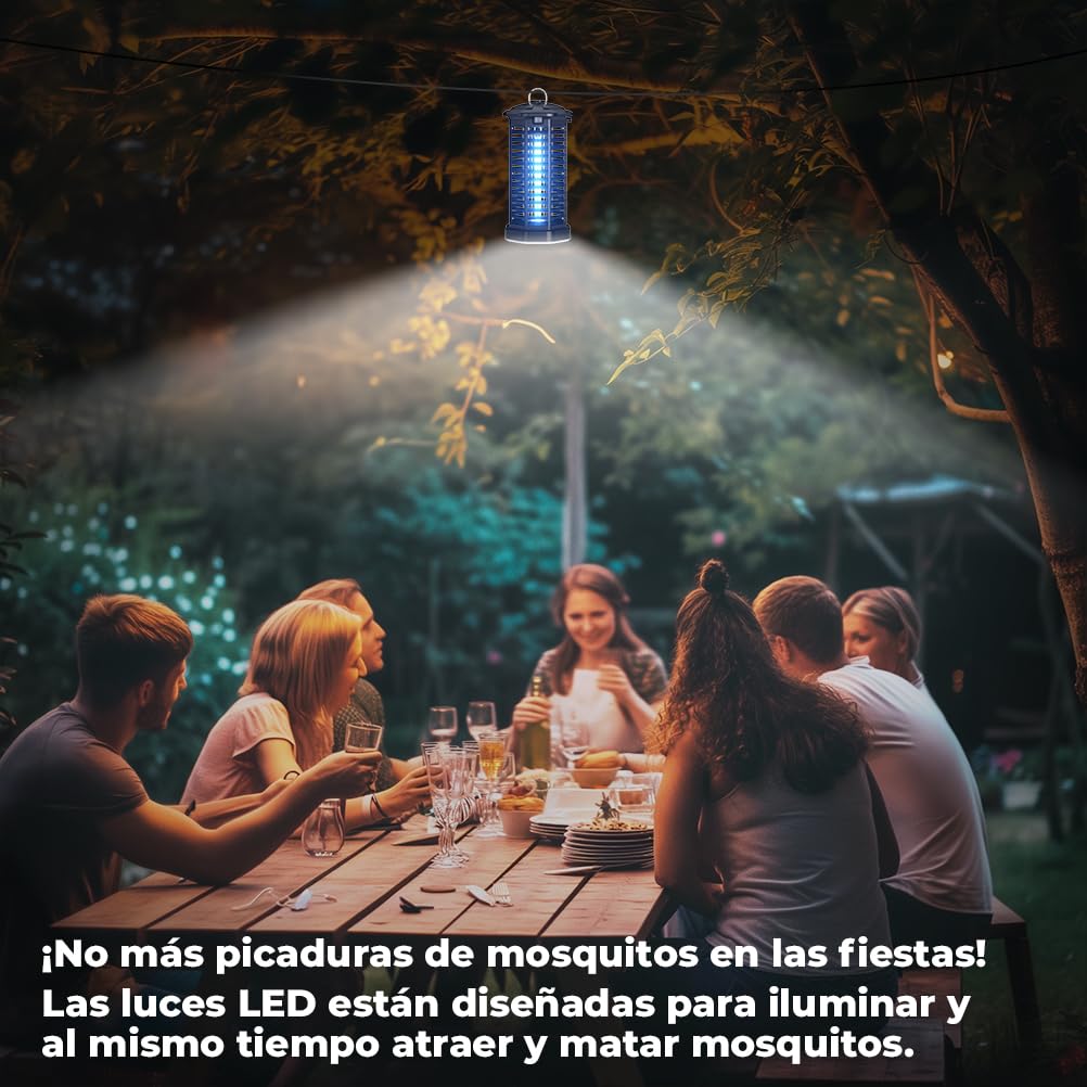 YISSVIC Elektrischer Insektenvernichter 4200V Mückenfalle 15W mit UV-Licht und LED-Beleuchtung Wasserdicht IPX4 geeignet für außen und innen